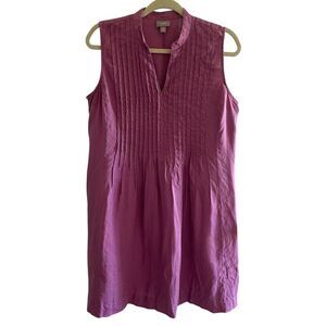 J Jill Purple Linen Sleeveless Pin Tuck Dress Women’s Size Medium Petite